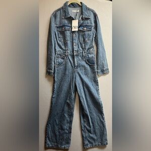 NWT Zara Kids Wide Leg Denim Overalls Sz 13-14